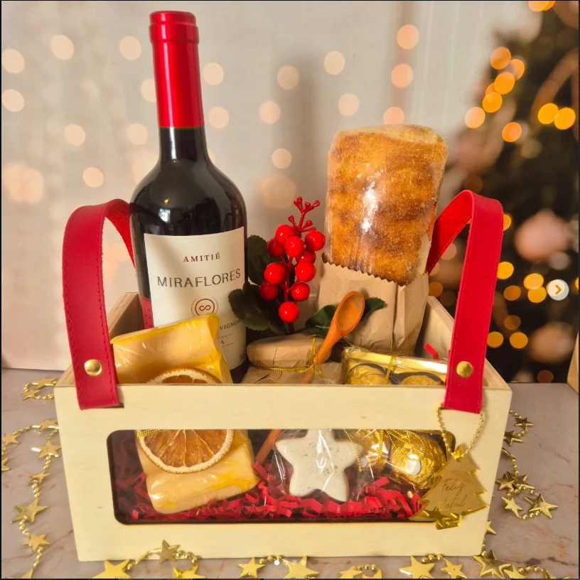 Cesta com vinho